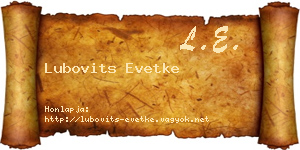 Lubovits Evetke névjegykártya